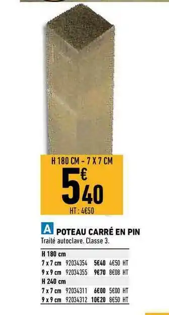 Brico Cash Poteau Carré En Pin offre