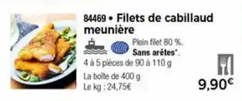 Filets de cabillaud meunière
