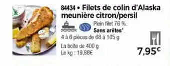 Thiriet Filets de colin d'alaska meunière citron/persil offre
