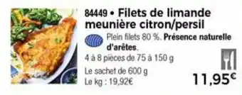 Thiriet Filets de limande meunière citron/persil offre