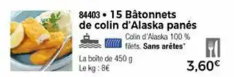 Thiriet 15 Bâtonnets de colin d'alaska panes offre