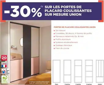 Lapeyre Bon plan sur les portes de placard coulissantes sur mesure union offre