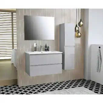 Brico Dépôt Meuble "trudy" 80 cm + plan vasque + miroir offre