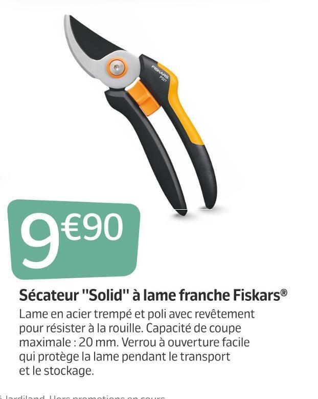 Promo Fiskars sécateur ''solid'' à lame franche chez Jardiland