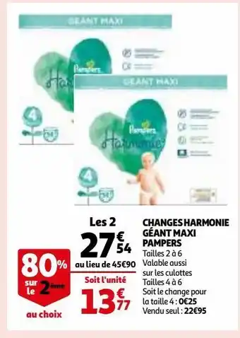 Auchan Changes harmonie géant maxi pampers offre