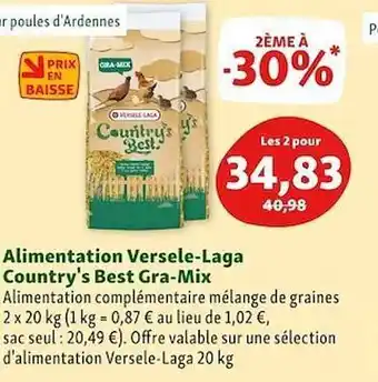 Maxi Zoo Alimentation versele-laga country's best gra-mix offre