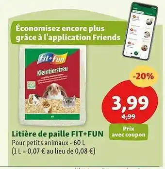 Maxi Zoo Litière de paille fit + fun offre