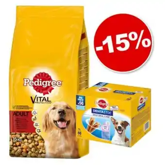 Pedigree 15 kg + 56 friandises dentastix daily oral care mini : 15 % de remise !