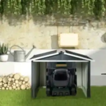 E.Leclerc Brico Abri de jardin pour tondeuse à gazon robot-tondeuse - garage tondeuse robot - tôle acier ondulé gris blanc offre