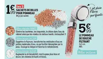 Centrakor Les 3 sachets de billes pour pommeau le pommeau de douche filtrant offre