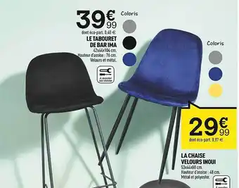 Centrakor Le tabouret de bar ima la chaise velours inoui offre