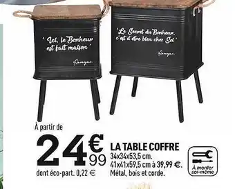 Centrakor La table coffre offre