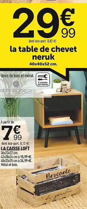 Centrakor La caisse loft la table de chevet neruk offre