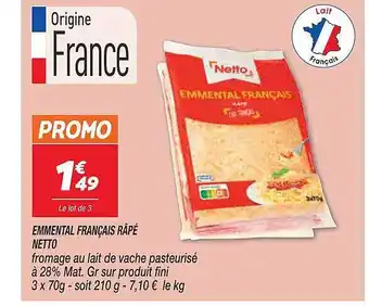 Netto Emmental français râpé netto offre