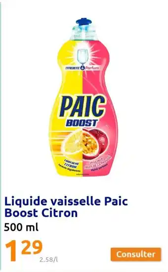 Action Liquide vaisselle paic boost citron offre