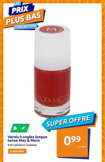 Action MAX & MORE vernis à ongles longue tenue offre
