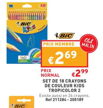 Trafic BIC set de 18 crayons de couleur kids tropicolor 2 offre