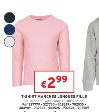 Trafic T-shirt manches longues fille offre