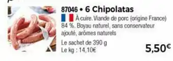 Thiriet 6 Chipolatas offre