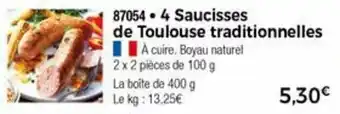 Thiriet 4 Saucisses de toulouse traditionnelles offre