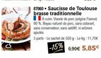 Thiriet Saucisse de toulouse brasse traditionnelle offre