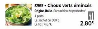 Choux verts émincés