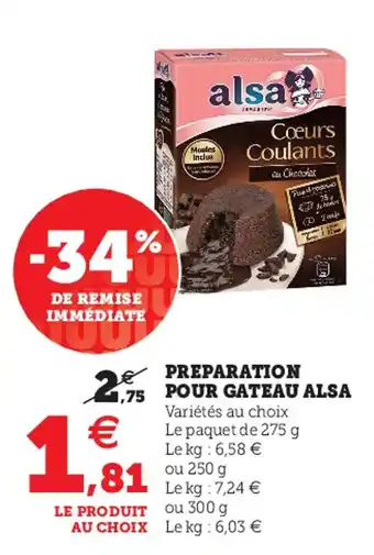 Super U ALSA preparation pour gateau offre