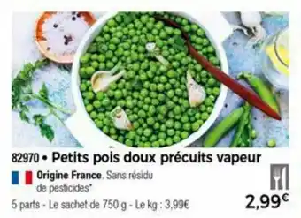Thiriet Petits pois doux précuits vapeur offre