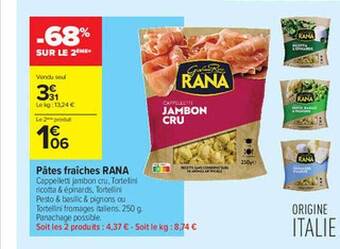 Carrefour Contact Pâtes fraîches rana offre