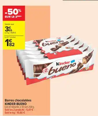 Barres chocolatées kinder bueno