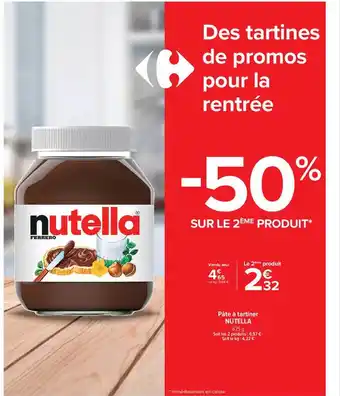 Tartines de promos pour la rentrée nutella