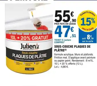 E.Leclerc Brico Sous-couche plaques de plâtre julien offre