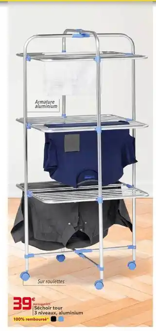Gifi Séchoir tour 3 niveaux, aluminium offre