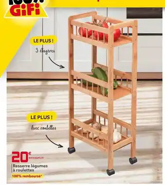 Gifi Resserre légumes à roulettes offre