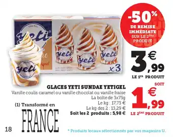 Super U Glaces yeti sundae yetigel offre