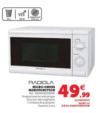 Super U Micro-ondes monofonction offre