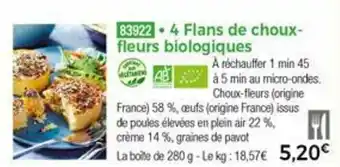 Thiriet 4 Flans De Choux-Fleurs Biologiques offre