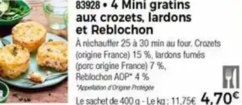 Thiriet 4 Mini Gratins Aux Crozets Lardons Et Reblochon offre