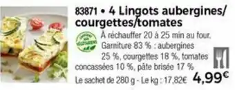Thiriet 4 Lingots Aubergines/Courgettes/Tomates offre