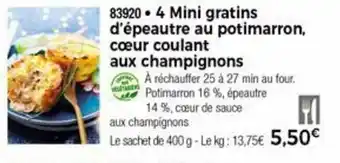 Thiriet 4 Mini Gratins d'épeautre Potimarron offre