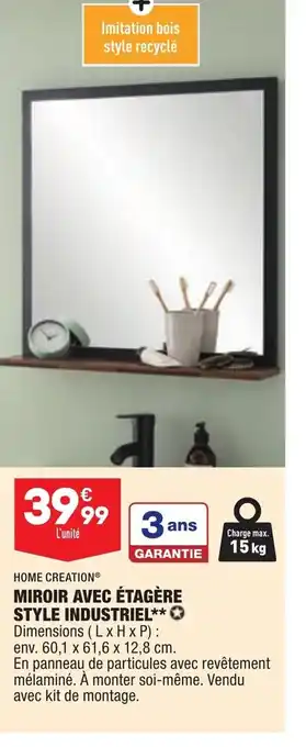 ALDI Miroir Avec Étagére Style Industriel offre