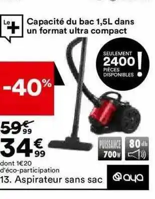 BUT Aspirateur sans sac aya offre