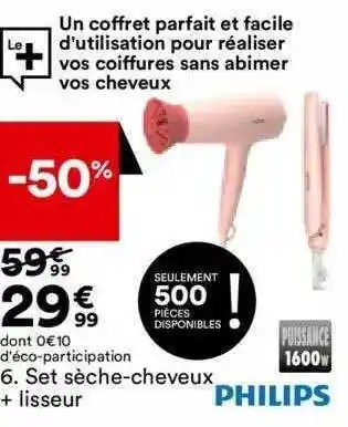 BUT Set sèche-cheveux + lisseur philips offre