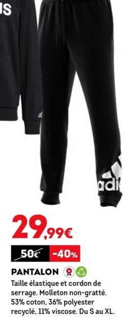 Sport 2000 Adidas Pantalon offre