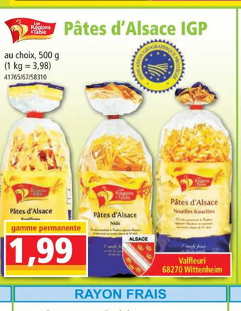 Norma Pâtes d'Alsace IGP offre