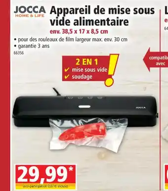 Norma Jocca Appareil de Mise Sous Vide Alimentaire offre