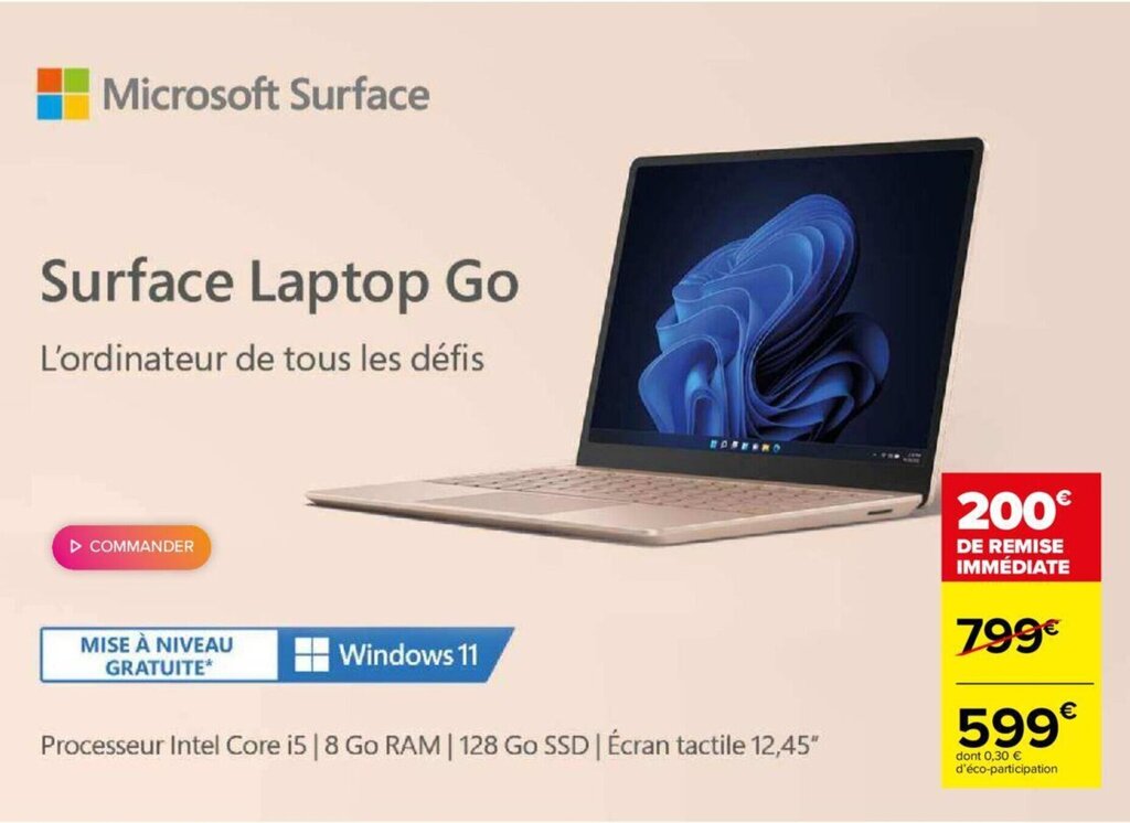 Promo Surface Laptop Go chez Carrefour