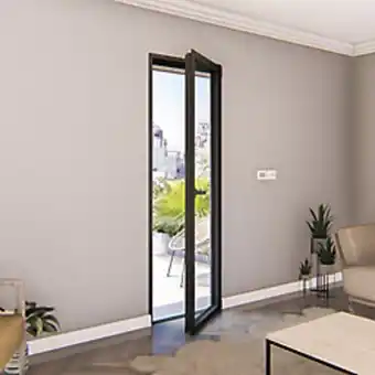Castorama Porte fenêtre alu 1 vantail goodhome gris - l.80 x h.215 cm, tirant gauche offre