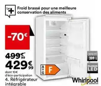 BUT Réfrigérateur intégrable whirlpool offre