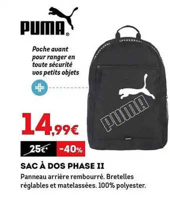 Sport 2000 Sac à dos phase ii puma offre